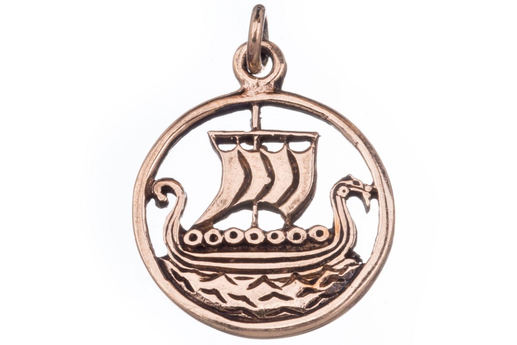 Anhänger SVOLD mini aus Bronze – Kleines Wikingerschiff Drachenboot Amulett 2,3 cm