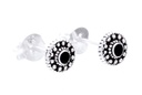 Ohrstecker Skaru Sonnenrad mit Onyx aus Silber 925 – Wikinger Ohrschmuck 5 mm