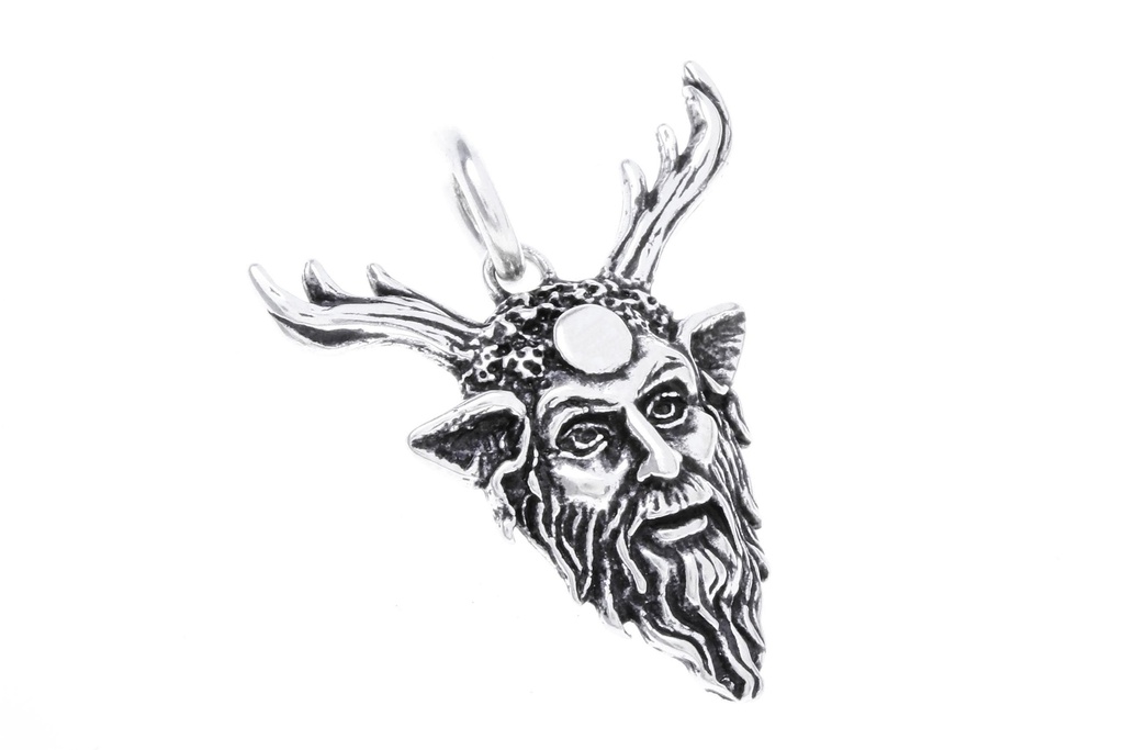 Green Man Anhänger CERUNNOS aus 925er Silber – Symbol der Natur und Fruchtbarkeit (3,4 cm)