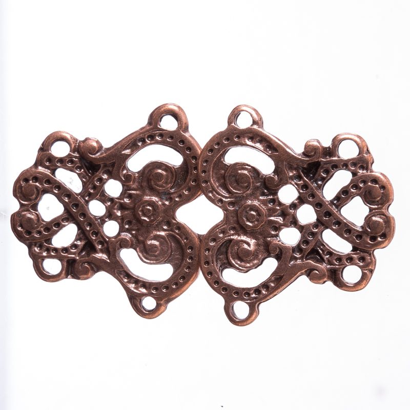 Tassel Nordic kupferfarben – Wikinger-Hakenverschluss mit filigraner Ornamentik für Mantel & LARP-Gewandung