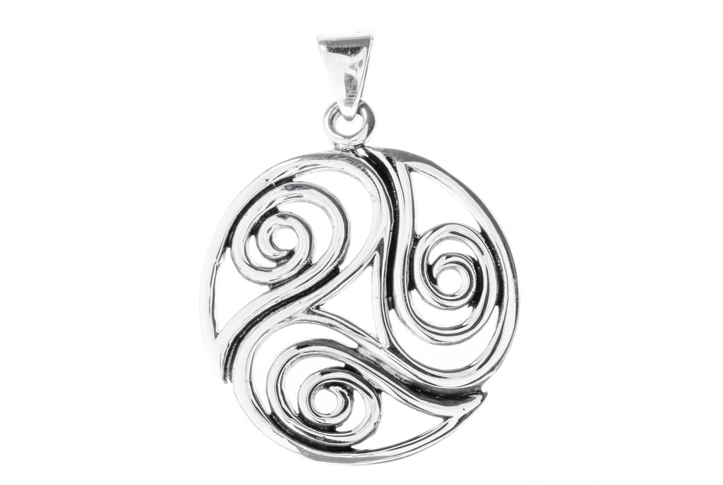 [ac71] Schmuck Anhänger Niara Ø 3 cm – Silber 925 – Große keltische Triskele für Schutz & Wandel