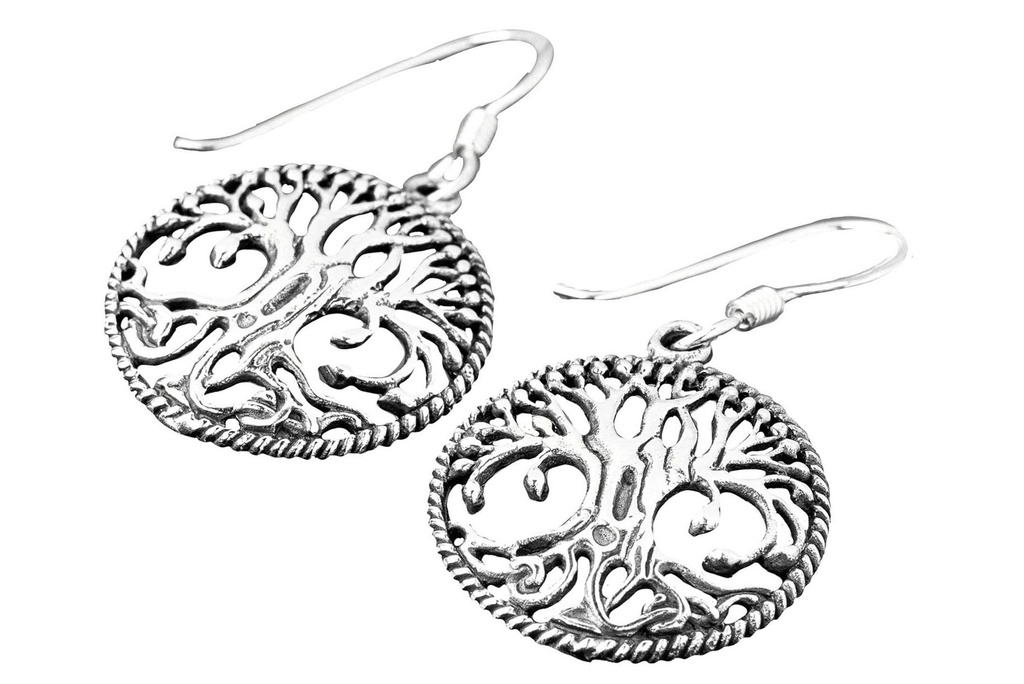 Keltisch-nordische Ohrhänger Áine aus Silber – Lebensbaum Yggdrasil 2 cm