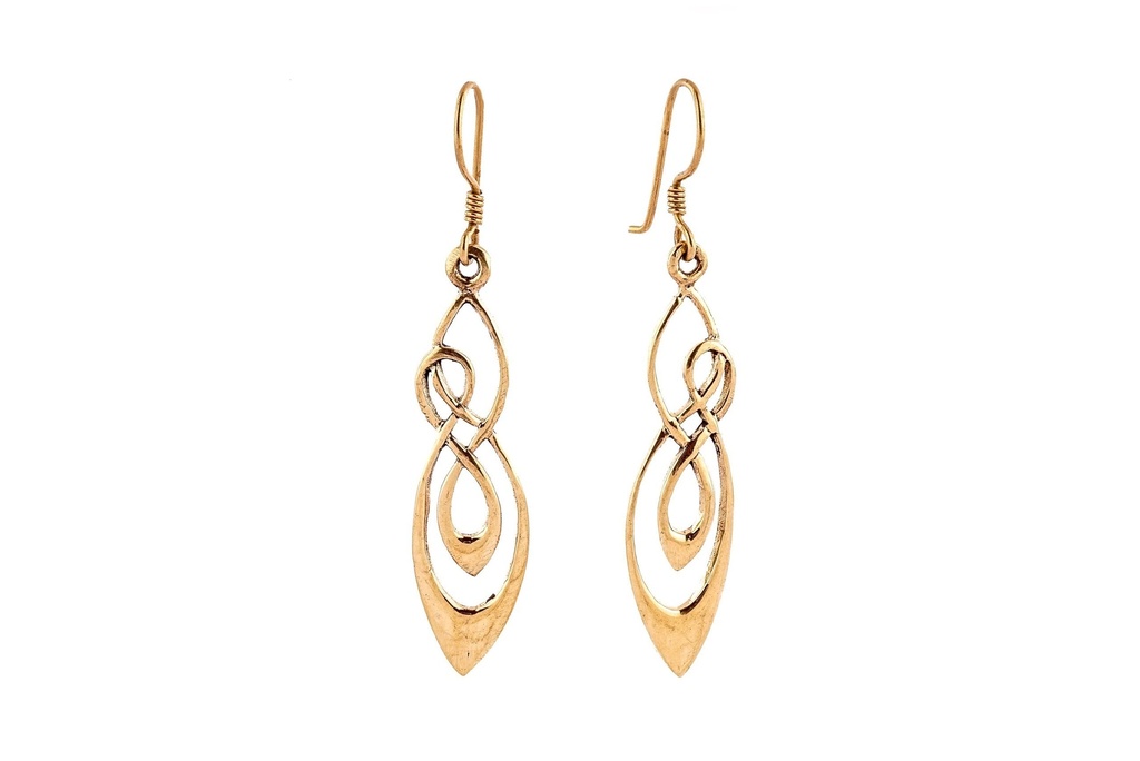 Keltische Ohrhänger Nemain aus Bronze – Lange Ornament-Ohrringe 5,2 cm