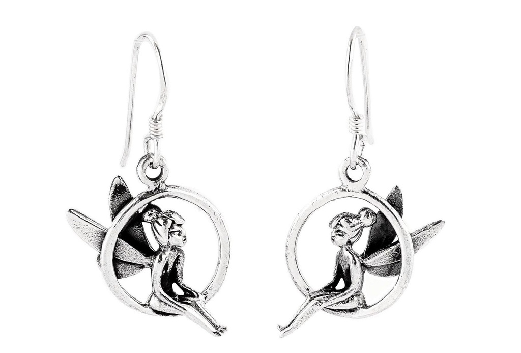 Ohrhänger SILINA aus 925er Silber 2 cm – Kleine Elfen im Reifen Ohrschmuck