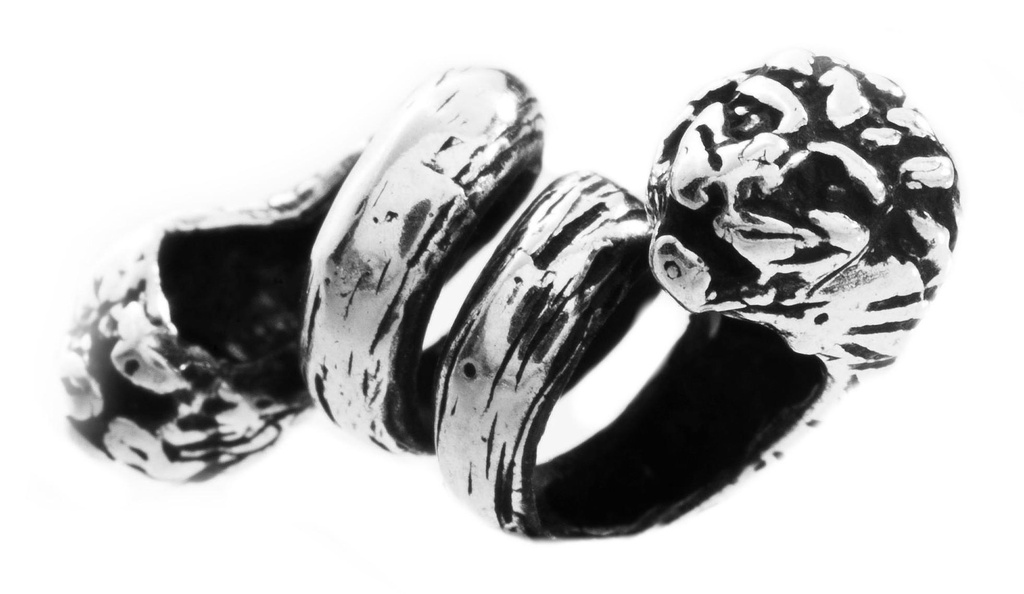 Wikinger Perle "Lowan" aus Silber 925 – Bart- & Haarperle mit Löwenköpfen 2,3 cm