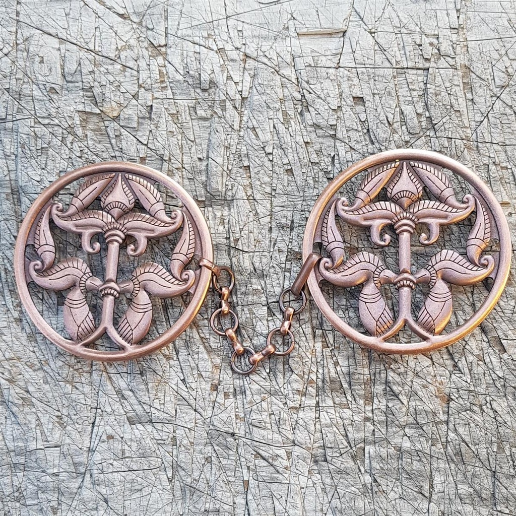 [V-017-4] VIRAG,Magyar,Pflanze, 30 cm! kupferfarbener Gewand-Verschluss