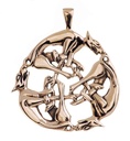 Schmuck Anhänger Die Wilde Jagd 4,5 cm – Bronze – Keltisches Amulett mit drei jagenden Hunden für Schutz & Energie
