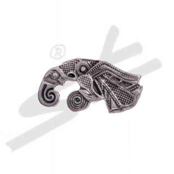 [N-027-1] Munin – Silberfarbener Zierbeschlag Odins Rabe (nach links schauend), Vendel-Zierniete 35 mm