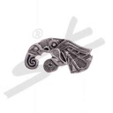 Munin – Silberfarbener Zierbeschlag Odins Rabe (nach links schauend), Vendel-Zierniete 35 mm