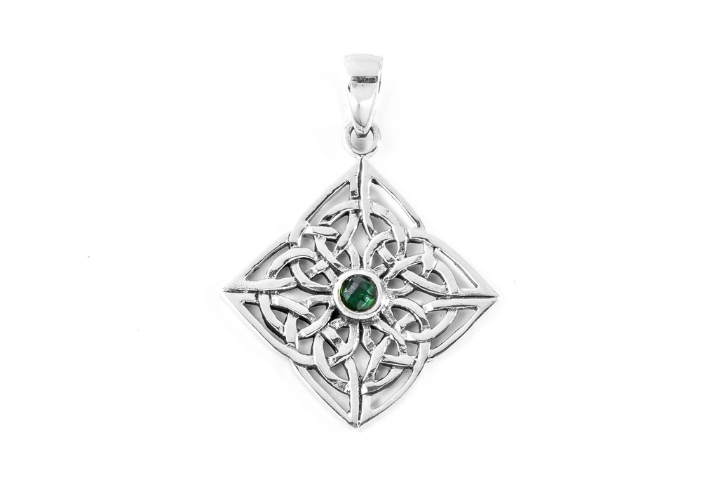 Schmuckstück  Celtic Schmuck-Anhänger ALBWIN 3.7 cm Keltische Erde mit grünem Smaragd Silber 3.7 cm