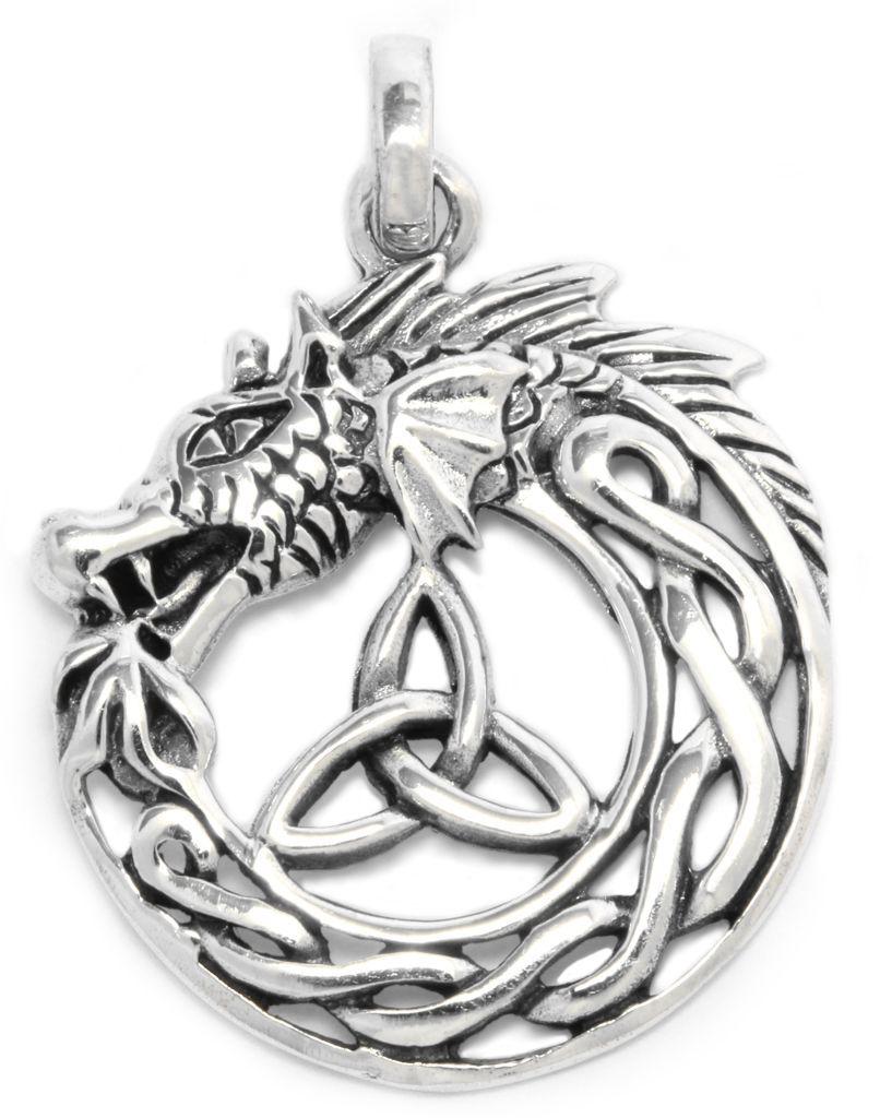 Drachen Amulett, Anhänger 'Braigh' aus Silber 925 - Mittelalter, Larp, Reenactment Schmuck
