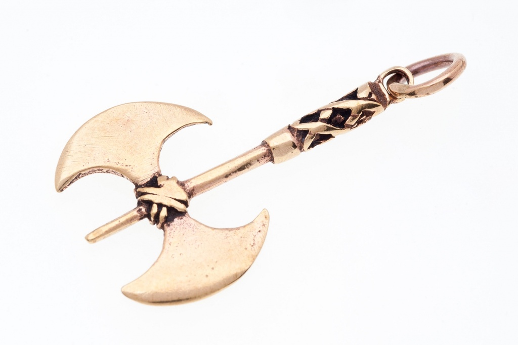 Amulett, Anhänger 'Falk - Doppelaxt' aus Bronze - Mittelalter, Larp, Fantasy Schmuck
