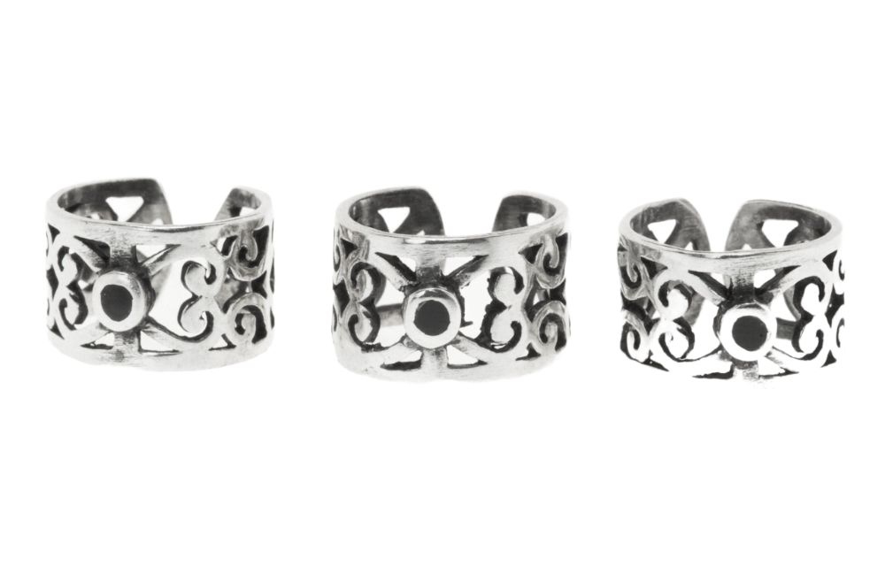 Mittelalter Ohrklemme & Haarschmuck BRIGA aus 925 Silber mit Onyx – Ø 10 mm Schmuck für Ohr & Haar