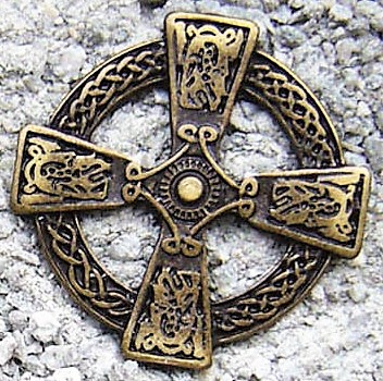 Keltischer Beschlag „Celtic Cross“ aus Zamak, altmessingfarben, 40 mm