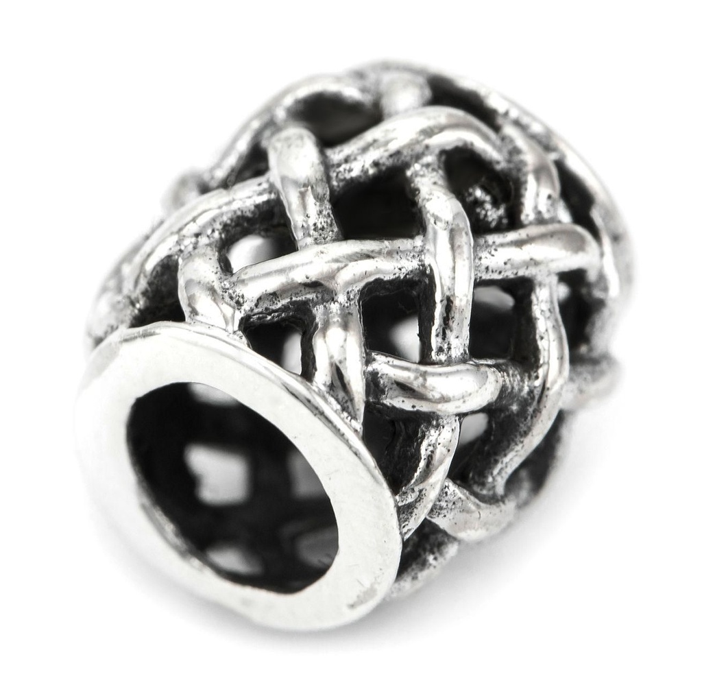 [ap58] RAGNAR Bartperle aus Silber – Wikinger Haarschmuck mit Netzstruktur Ø 7 mm