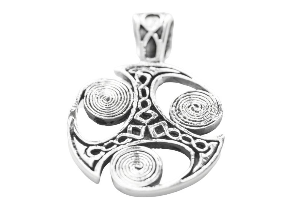 [ac63] Schmuck Anhänger Tahan 3,6 cm – Silber 925 – Große Triskele für Schutz & Wandel