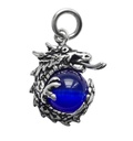 Kleiner Drachen-Anhänger DYLAN aus 925er Silber – Mystisches Amulett mit blauer Kugel (2,7 cm)