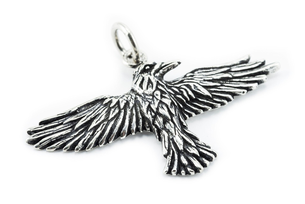 Schmuckstück  Krafttier Rabe Schmuck Anhänger MUNIN 4.7 cm Großer Wikinger-Schmuck Silber 4.7 cm