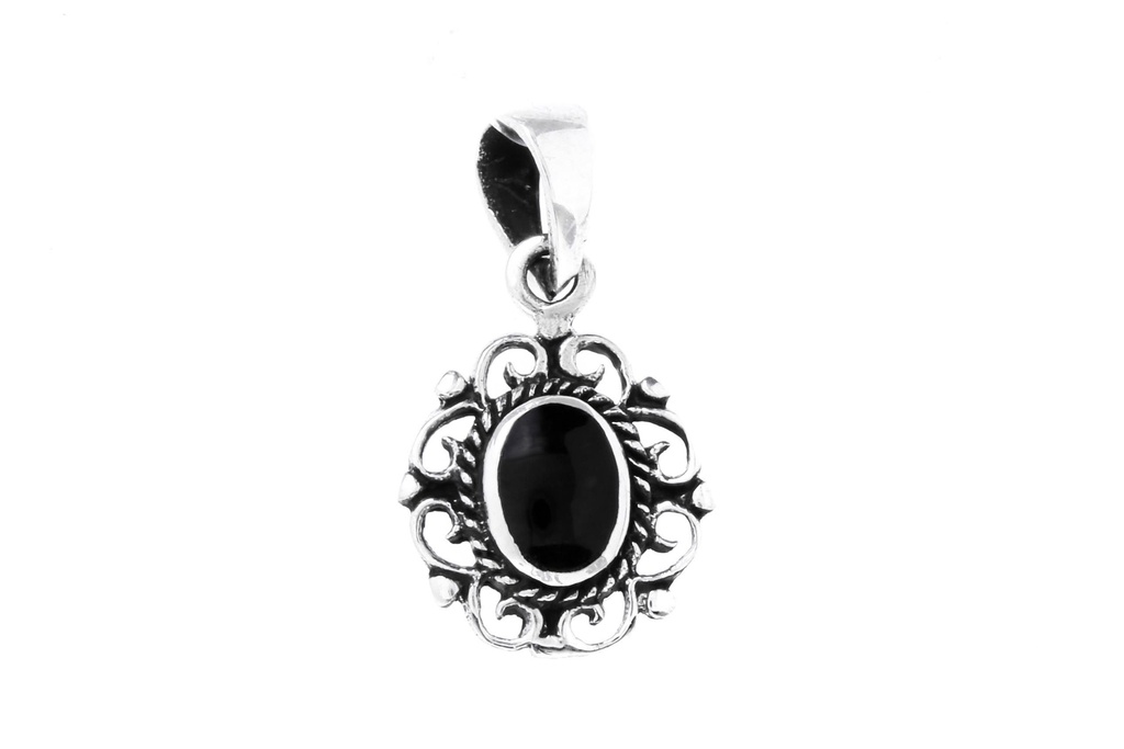 Silberanhänger Miliah mit Onyx – Kleines Amulett aus Silber 925 im Mittelalter-Stil 2 cm