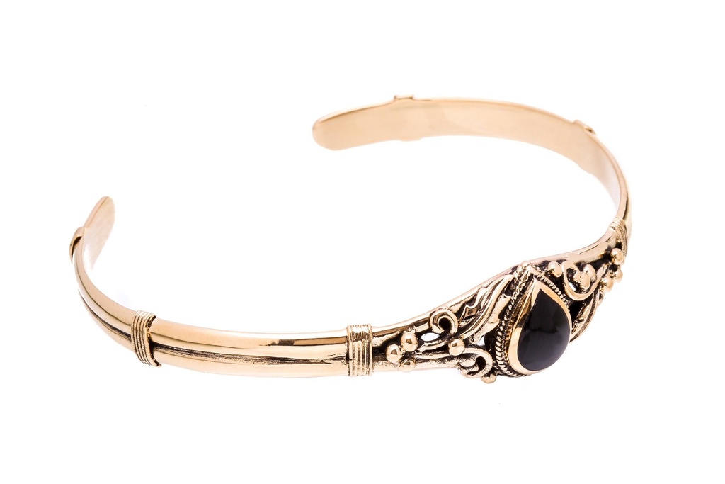 Armreif XANTIA aus Bronze Ø 6,4 cm – Bronze-Schmuck mit schwarzem Onyxstein