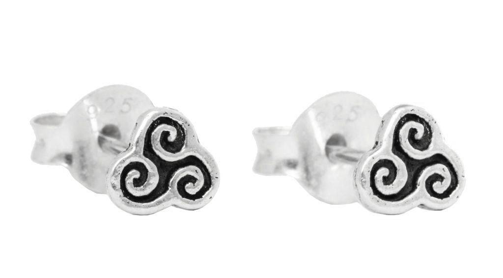 Ohrstecker TRINA aus 925er Silber 4 mm – Keltische Triskele Mini Ohrringe