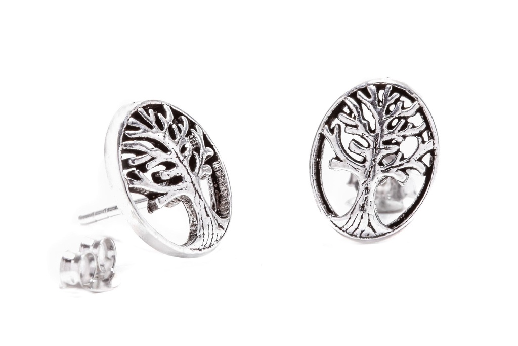 [os100] Ohrstecker Yggdrasil Baum des Lebens aus Silber 925 – Keltisch-Nordischer Ohrschmuck 12 mm