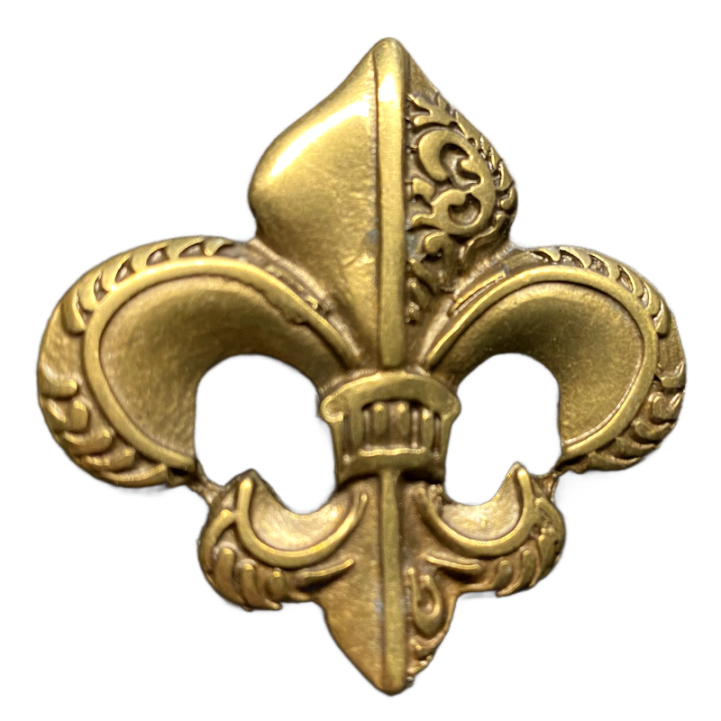 fleur de lys, altmessingfarbener Beschlag, groß