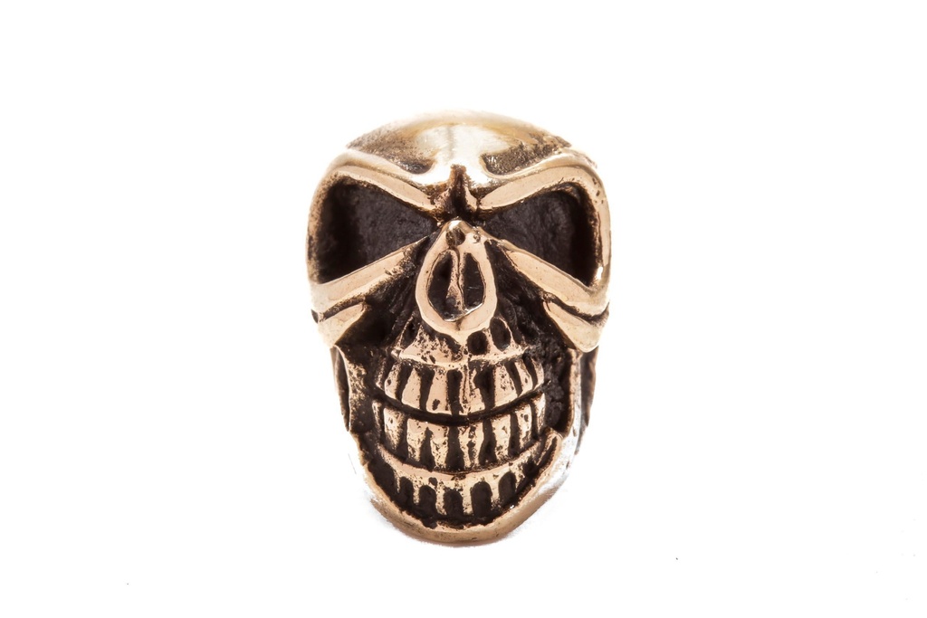 Totenkopf Haar- & Bartperle FRIZO aus Bronze – 14 mm Magier-Schädel für Dreads & Zöpfe