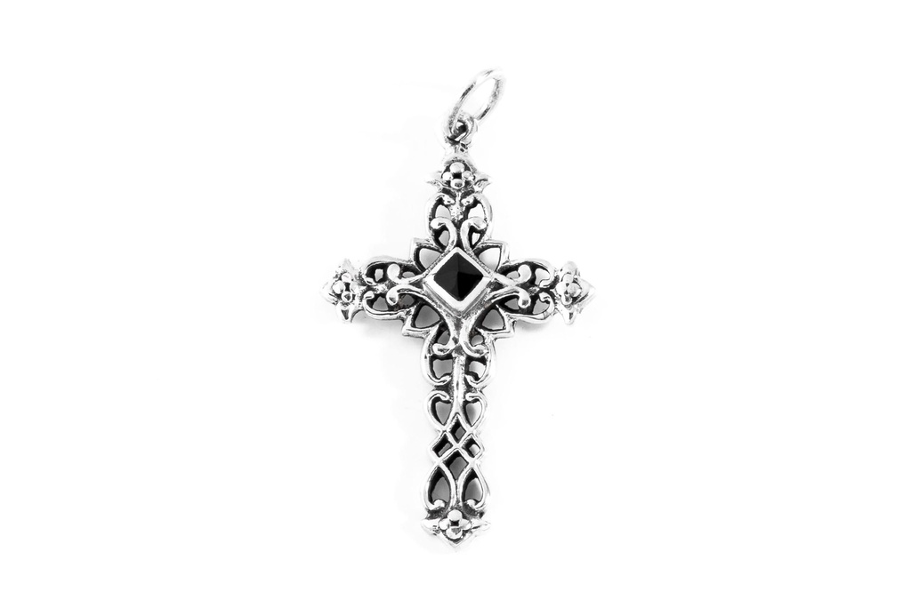 [ak13] Mittelalter Kreuz-Anhänger LUCAN aus 925er Silber – Gotisches Schutzsymbol für Kraft und Glaube (3,8 cm)