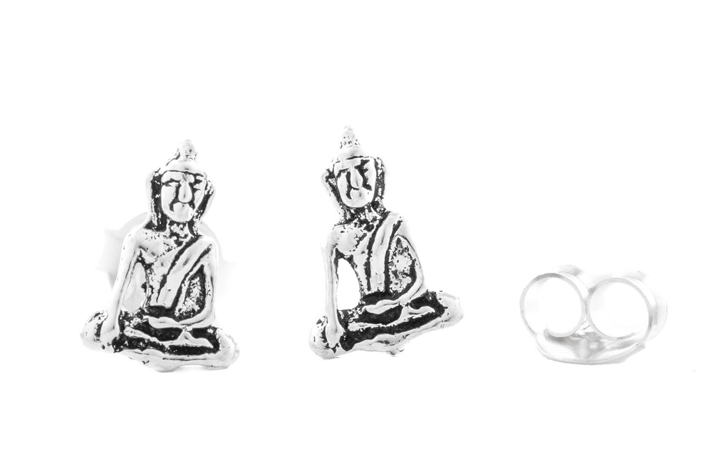 Ohrstecker Siddharta Kleiner Buddha aus 925 Silber – Meditationsschmuck 8 mm