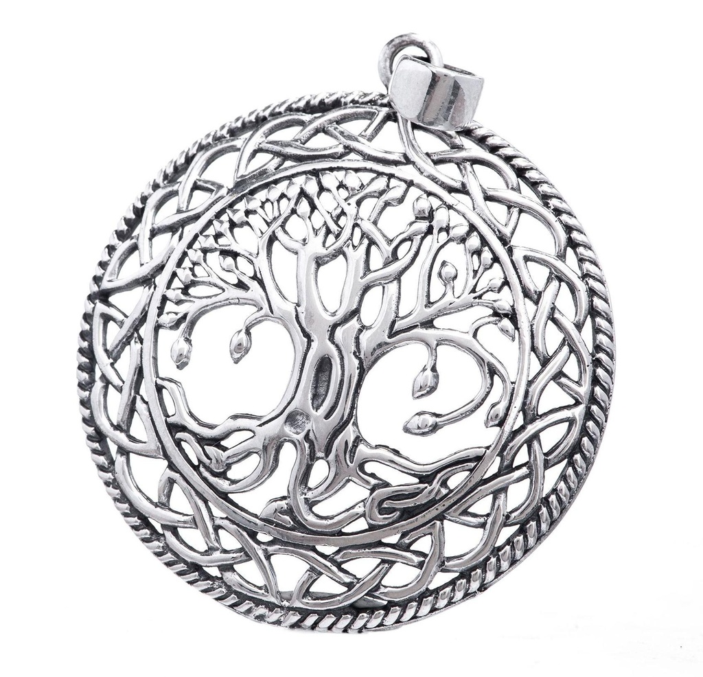 Schmuck Anhänger Runa 4,5 cm – Silber 925 – Keltisches Lebensbaum-Amulett mit Runenmuster