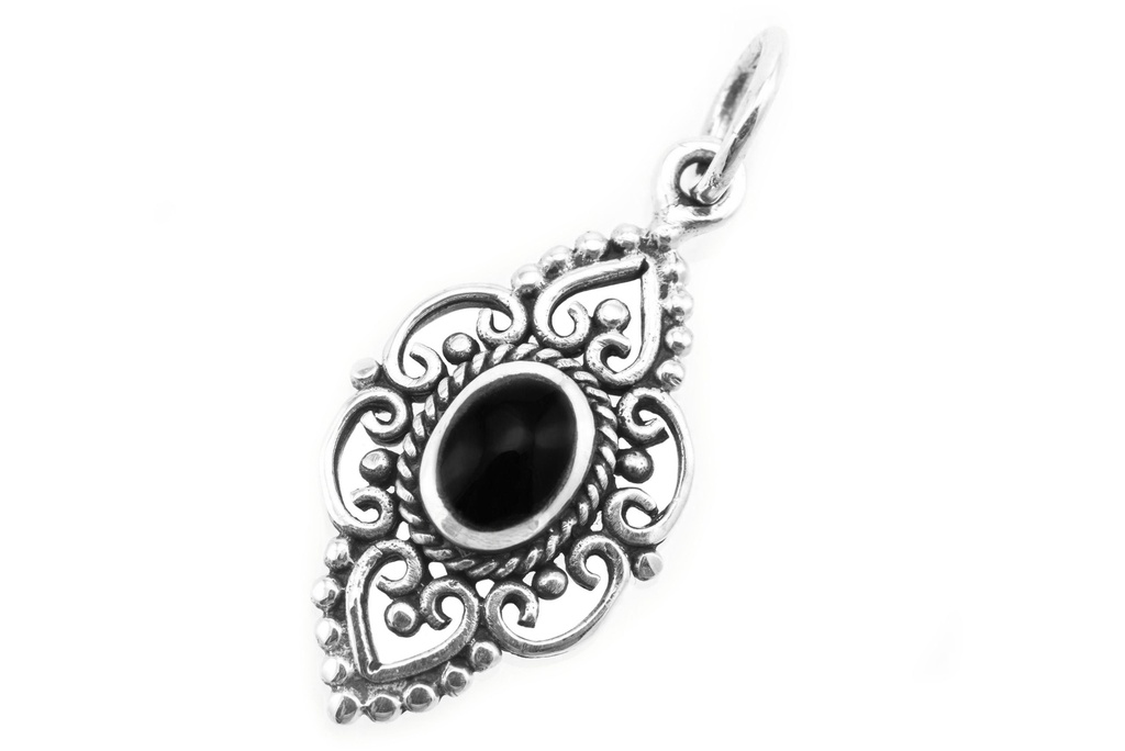 Anhänger Svana mit Onyx aus Silber 925 – Mittelalterliches Amulett 2,7 cm