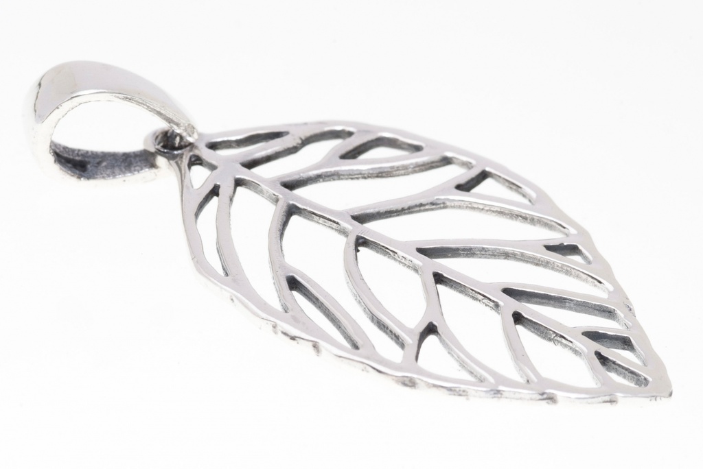 [WK2015-am206] Schmuck-Anhänger FAIRY 3,1 cm – Feenhaftes Blatt aus 925er Silber für Naturverbundenheit & Eleganz