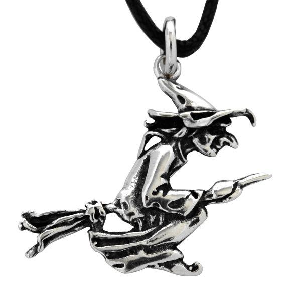 [am70] Schmuckstück  Schmuck Anhänger MIDIA 3 cm Fliegende Hexe Silber 3.0 cm