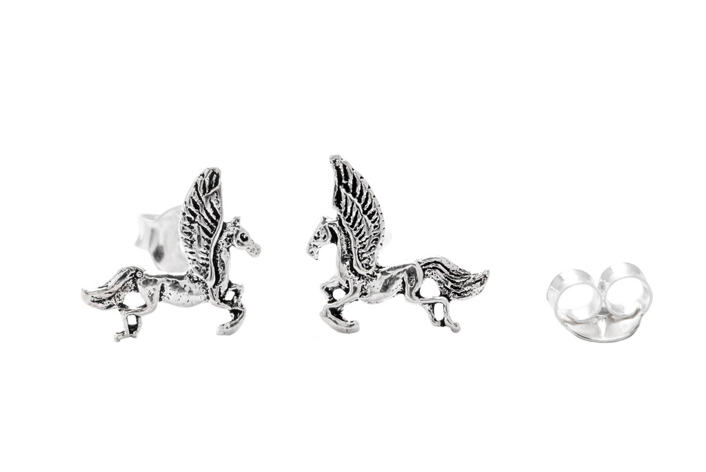 Ohrstecker Pegasus aus Silber – Geflügelte Pferde Ohrringe 925er Mythologie Schmuck 11 mm