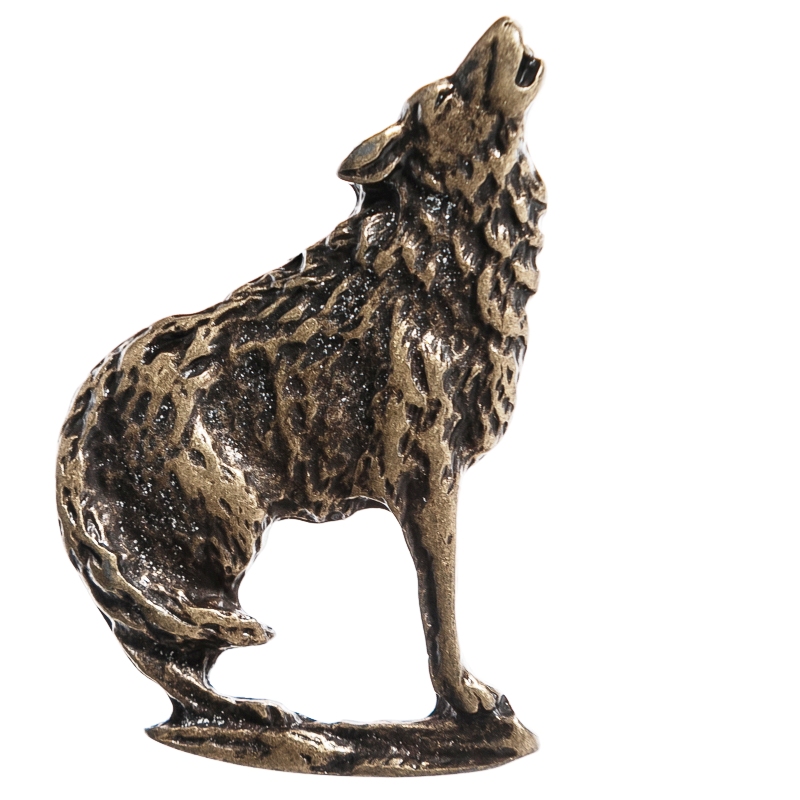 [N-056-21] heulender Wolf, altmessingfarben