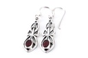 Ohrhänger Áine mit rotem Kristall aus Silber 925 – Keltischer Ohrschmuck 2,9 cm