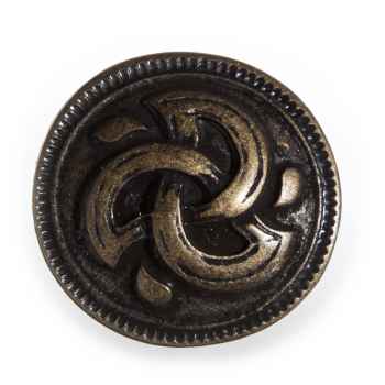 Keltischer Knopf Wasser-Triskele altmessing – 22 mm Zierknopf für Mittelalter Umhang & Mantel