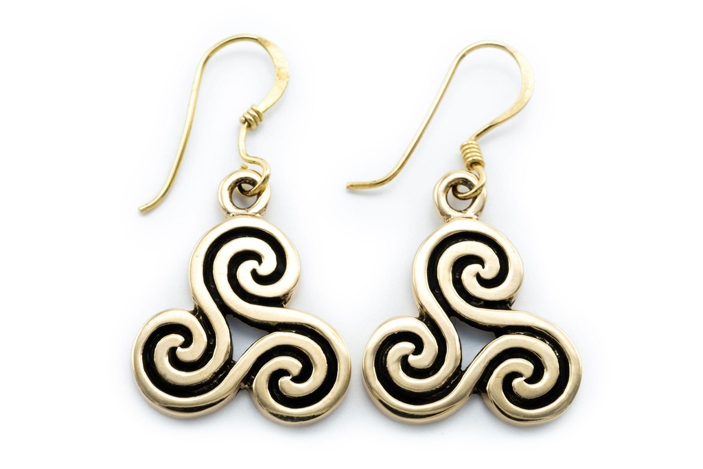 Ohrhänger FIONA aus Bronze 3,7 cm – Keltische Triskele Ohrringe im irischen Stil