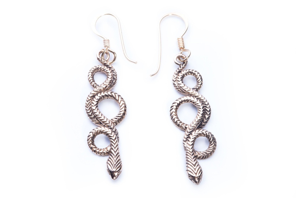 Ohrhänger Pythea Schlangen aus Bronze – Antiker Römerschmuck 4,8 cm