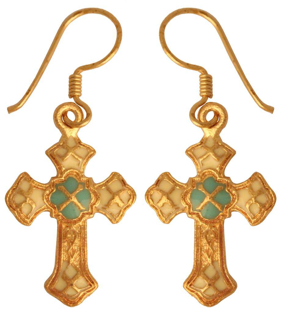 Ohrhänger Bronze Kreuz Iduna türkis - Schmuck Accessoire für Fantasy, Mittelalter, Larp, Hippie, Ethno, Vintage