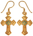 Ohrhänger Bronze Kreuz Iduna türkis - Schmuck Accessoire für Fantasy, Mittelalter, Larp, Hippie, Ethno, Vintage