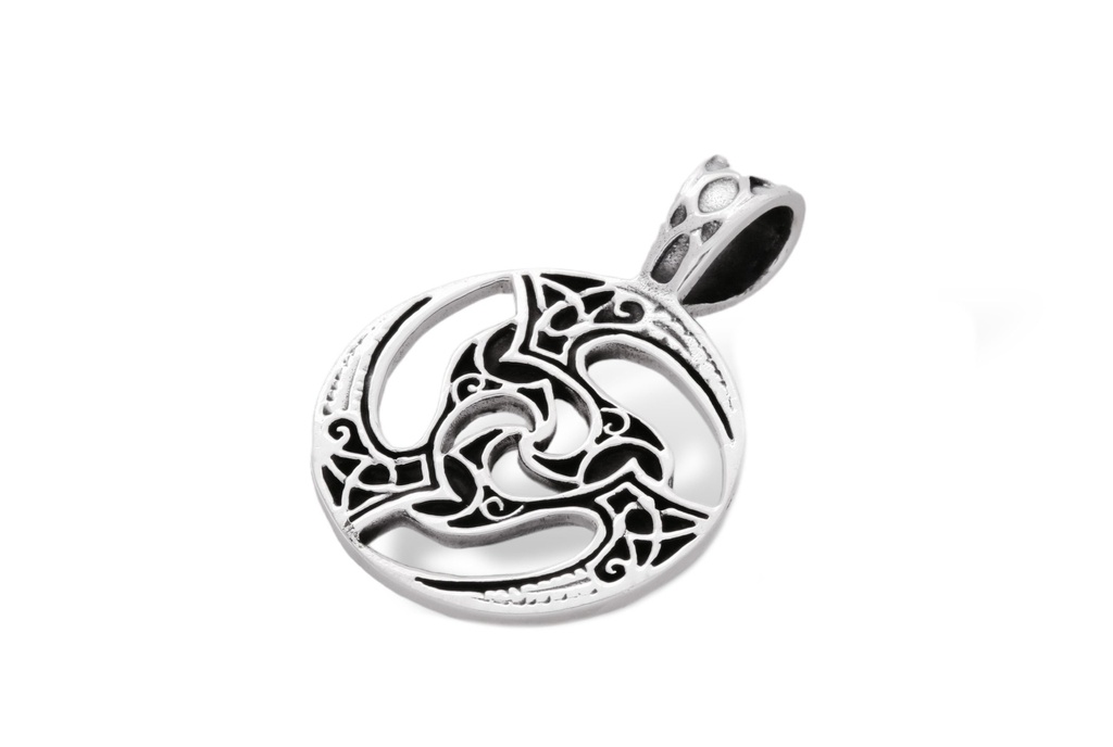 Schmuck Anhänger Kildare 3,5 cm – Silber 925 – Keltisches Amulett mit Triskele & Knotenmuster