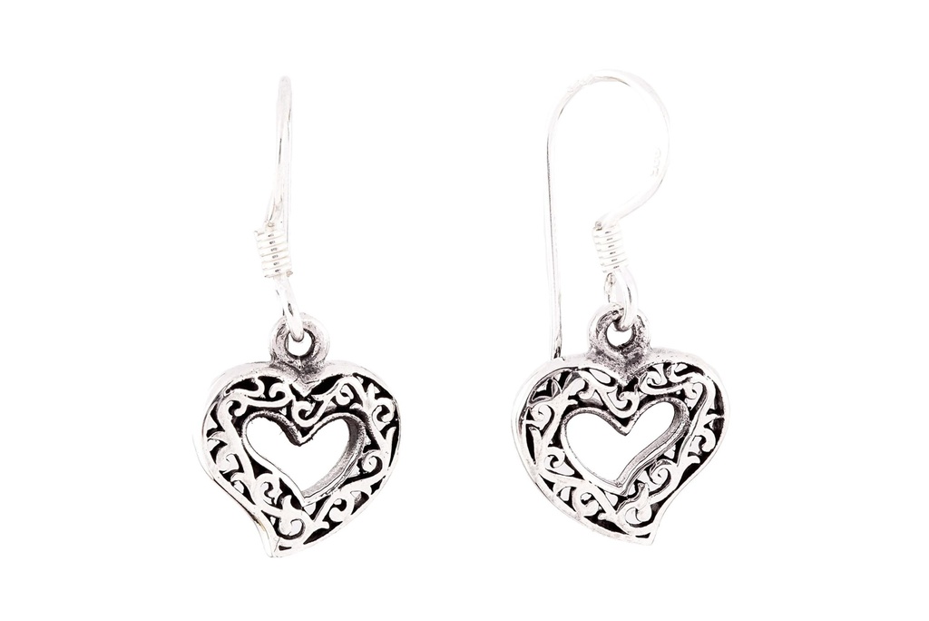 Ohrhänger Herz Eyla aus Silber 925 – Boho Damen Ohrschmuck 2,8 cm