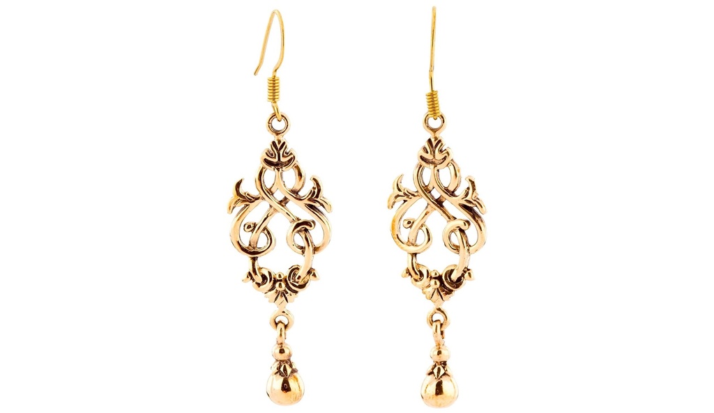 [ohb49] Ohrhänger Morgana aus Bronze – Mittelalterlicher Ornament Ohrschmuck 4,2 cm