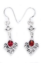 DANA Ohrringe aus Silber mit rotem Kristall – Keltische Ohrhänger Boho-Stil 4,4 cm