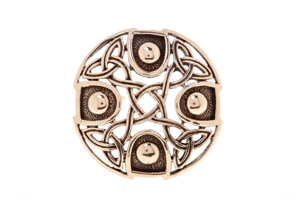 Keltische Fibel Brosche "Celtic Cross" aus Bronze – Historisches Kreuz mit Knotenmuster 3,5 cm 