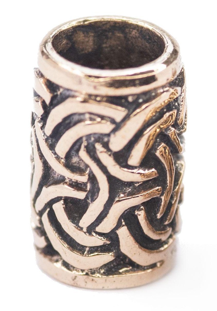 [apb8] Wikinger Haar- & Bartperle GYLFI aus Bronze – 13 mm Schmuckperle mit Knotenmustern für Dreads & Zöpfe