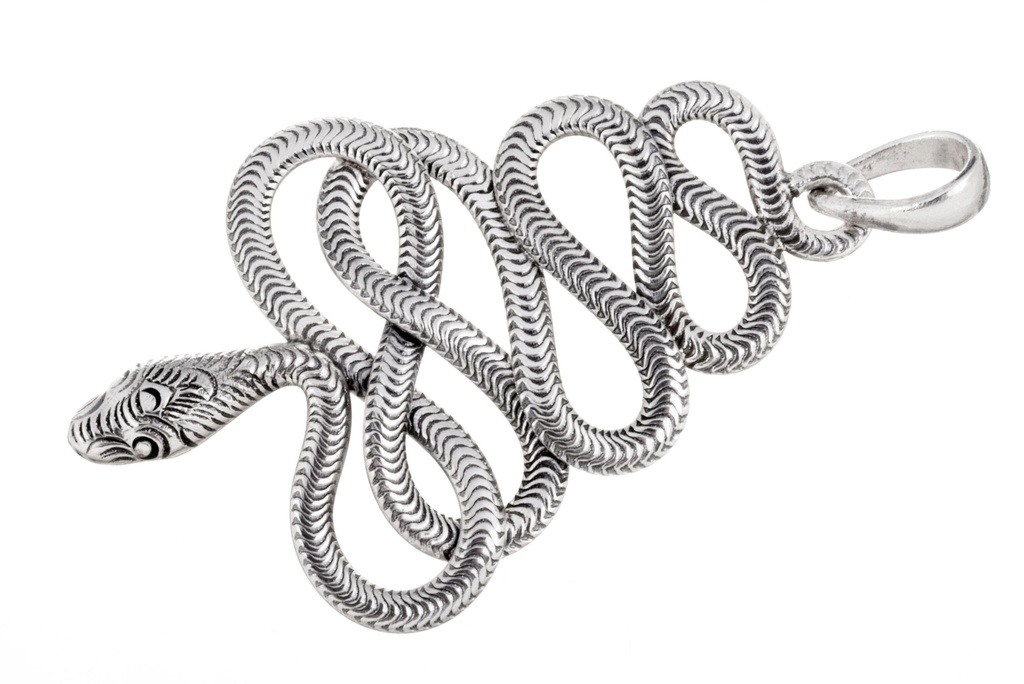 [am127] Schlangen-Anhänger MANDARA aus 925er Silber – Mystisches Amulett der Verwandlung (5 cm)