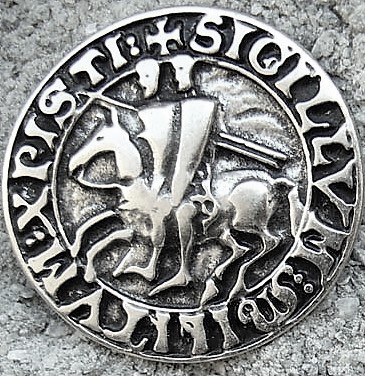 [N-238-1] „Siegel der Templer“ – Silberfarbener Zierbeschlag Ø 35 mm aus Zamak